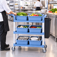 3-stufiges Kunststoff regal mit Aluminium rohr Hotelzimmer Service Trolley Ess wagen zum Servieren von Lebensmitteln