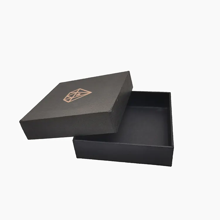 Logotipo personalizado rectángulo cuadrado negro joyero de cartón con EVA
