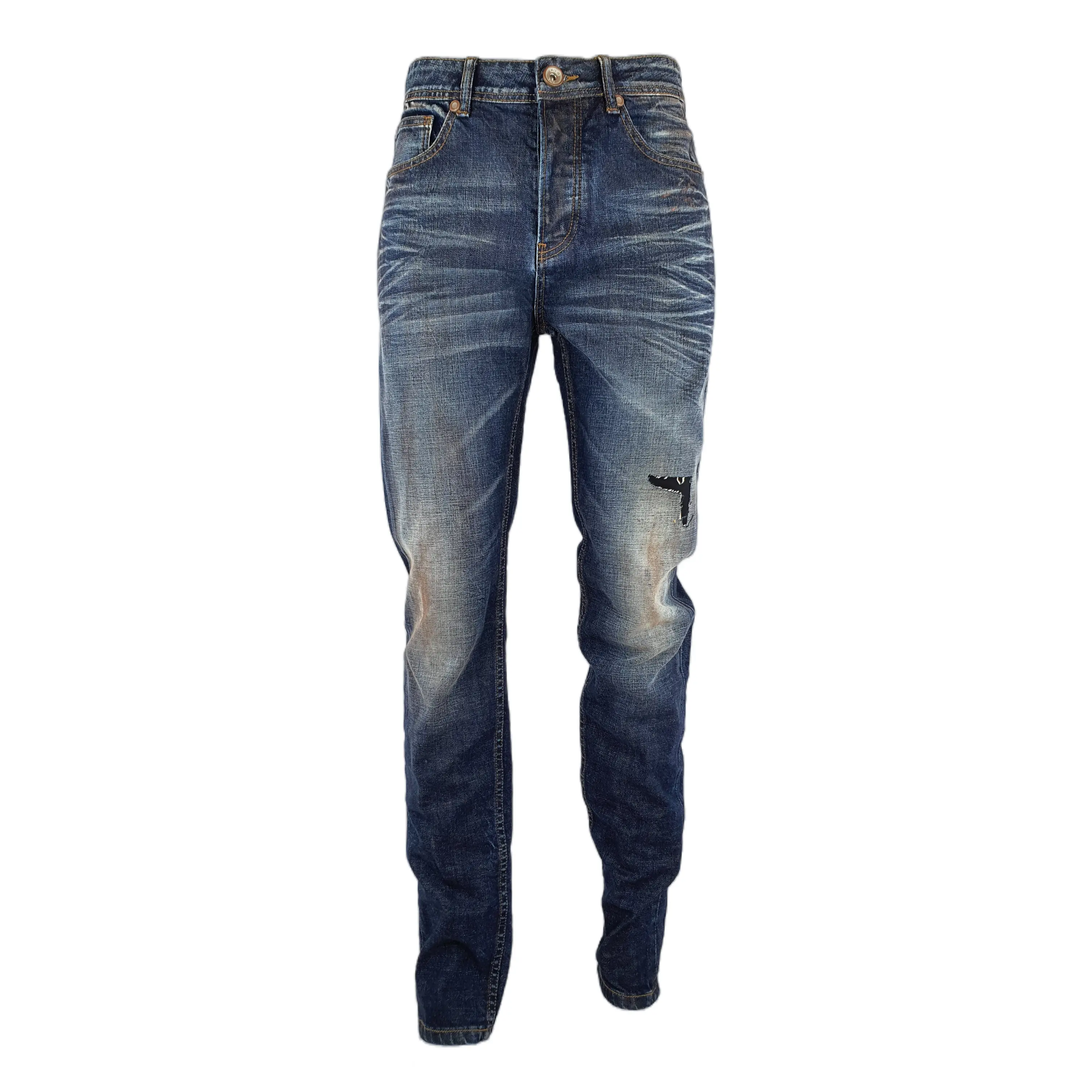 Hot Selling Custom Logo Jeans Heren Gescheurde Skinny Stretch Jeans Slim Fit Heren Jeans