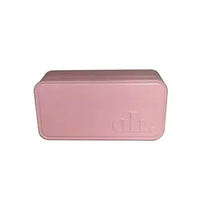 थोक कस्टम मुद्रण धातु उपहार टिन उच्च गुणवत्ता खाली आयताकार कुकी कैंडी मोमबत्ती गुलाबी टिन बॉक्स