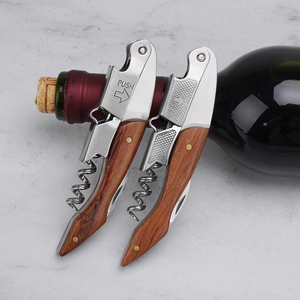 <span class=keywords><strong>Tire</strong></span>-<span class=keywords><strong>bouchon</strong></span> manuel à <span class=keywords><strong>double</strong></span> charnière en métal et cuir avec manche en bois de rose pour barman et serveur - Product Image 5
