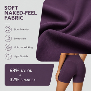 Shorts de yoga taille haute pour femme, effet ventre plat et rehaussement des fesses, anti-humidité, extensibles dans 4 directions, avec poche latérale, pour l'entraînement - Product Image 2