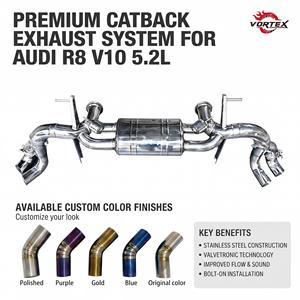 ระบบท่อไอเสียแบบ Catback พร้อมวาล์วสุญญากาศคู่ Vortex SS304 สำหรับ Audi R8 V10 5.2L ปี 2018-2023 ชุดแต่งเพิ่มสมรรถนะ ท่อไอเสียพร้อมปลายท่อ - Product Image 1