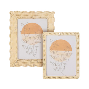 Xh nhà máy thủ công hiện đại tối giản nhựa wicker khung hình cho trang trí nội thất rattantabletop hiển thị khung ảnh - Product Image 1