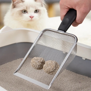 Pala para Desechos de Gatos, Mango Largo, Acero Inoxidable, Filtro de Arena, Herramienta de Limpieza para Mascotas, Suministros para Gatos - Product Image 5