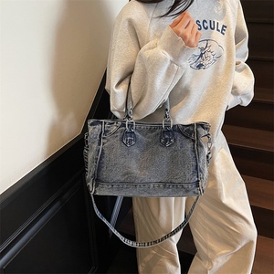 2025 Vintage <b>Washed</b> Denim Tote <b>Bag</b> Women <b>Large</b> Capacity Shoulder Crossbody <b>Bag</b> Summer Casual Versatile Purses - Product Image 5