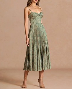 Nuevo Vestido Midi Elegante Color Verde Azulado Platino para Mujer, Cintura Alta, Casual, para Diario o Fiesta - Product Image 5