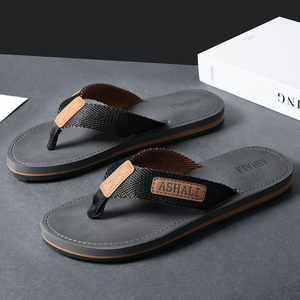 Men's Trendy Open Toe <b>Flip</b>-<b>Flops</b> Solid Color Beach <b>Slippers</b> Summer Plastic Height Increasing Embroidery Large Size - Product Image 1