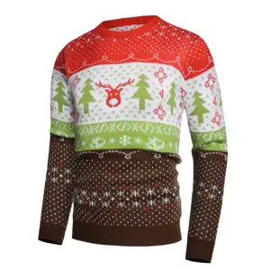 Jinpeng Knitting factory 2023 OEM/ODM Unisex Christmas Sweater o-neck knitted ugly oversized Pullover Christmas knitted pullover