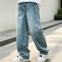 Pantalon en jean coupe ample, vintage, délavé, jambe droite, pour usage quotidien, jean personnalisé avec LOGO