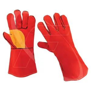 Best Quality Mig Welding Gloves in Cowhide Split Leather Red Leather Arbeitshandschuhe Welding Gloves