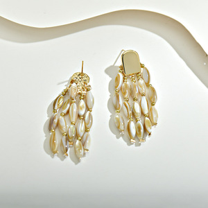 Boucles d'oreilles à pampilles perlées, style bohème, franges pendantes, bijoux pour femmes - Product Image 4