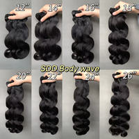 Paquetes de cabello virgen indio de alta calidad Super doble dibujado onda del cuerpo Color negro natural