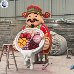 Custom Size <strong>Hand</strong> Painted Large Fiberglass <strong>God</strong> <strong>of</strong> Wealth Sculpture with Dessert Bowl for Commercial Mall Streetscape Promotion - Product Image 4