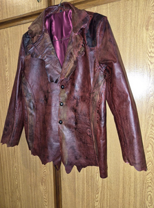Chaqueta de Cuero Genuino Roja para Hombre, Cuello Camisero, Doble Botonadura, Manga Regular - Product Image 3