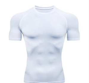 Camiseta Térmica de Secado Rápido para Hombre, para Entrenamiento Físico, 100% Algodón, Logotipo Personalizado, 210 Gramos, Manga Corta, Cuello Alto Simulado - Product Image 3