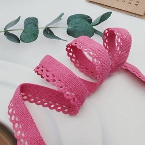 Cinta elástica de tejido grueso de grano ondulado personalizada, cinta con asa para bolsa, cinta con borde de flores, Spandex/nailon de 1cm/5cm para un estilo ecológico - Product Image 3