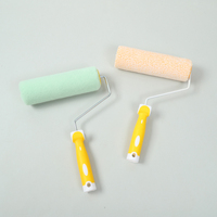 Rouleau de peinture DIY pour la maison avec brosse en microfibre de polyester, manche jaune léger pour peintures au latex et à base d'eau