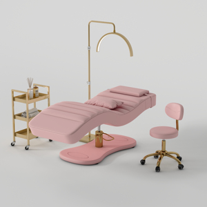 Lit de beauté DM Luxury Gold à base rectangulaire, moderne, réglable en hauteur, pour salon de beauté, spa, sourcils et cils. - Product Image 2