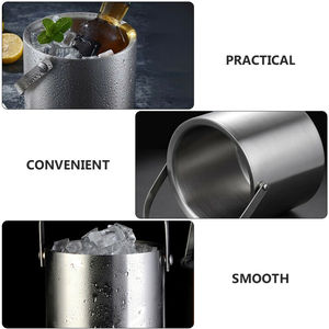 1L Beer Wine Cooler Double Wall Mini Stainless Steel <strong>Ice</strong> <strong>Buckets</strong> <strong>with</strong> <strong>Lid</strong> and Handle Stainless Steel Double Wall Cooler - Product Image 5