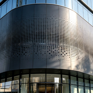 Tête de porte en aluminium perforé sur mesure, panneau décoratif pour la façade extérieure des magasins de centres commerciaux - Product Image 1