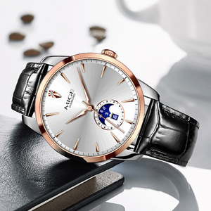 1Customized Luxury Stainless Steel Miyota <b>Automatic</b> Mechanical Water Resistant <b>Chronograph</b> Men's Watch Pointer Dial 20mm Band - Product Image 2