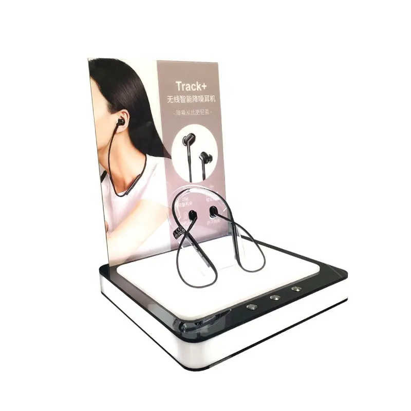 wholesale headphone display stand counter top wholesale metal acrylic Custom portable headset EarPods holder for retail store