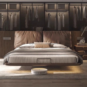 Cama Doble de Cuero Italiana de Lujo Ligero de 1.8m, Cama Flotante Moderna con Panel de Oreja de Elefante, Nueva Cama Matrimonial Subsidizada por el Gobierno - Product Image 2
