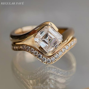 U Ying collezione Rapture su misura 18K oro giallo 2CT Asscher Moissanite anello nuziale alta gioielli donna fedi nuziali Set - Product Image 3