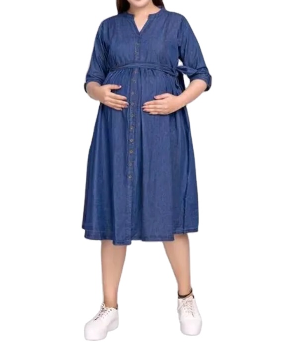 Blue Jean Maternity Dress - 2025 New Design, Nursing-Friendly