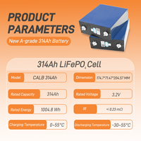 Batería de fosfato de hierro y litio (LiFePO4) prismática CALB de grado A, 3.2V 314Ah, 8000 ciclos, para sistema de energía solar doméstico