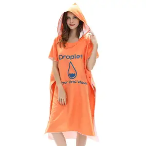 Op Maat Gemaakte Kleur Vrouw Wisselkleding Winddichte Surf Poncho Handdoek Met Capuchon