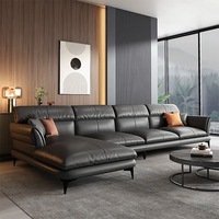 Canapé d'angle droit en cuir véritable, luxe, avec accoudoirs ergonomiques rembourrés en éponge, ensemble modulable moderne, taille personnalisable pour salon