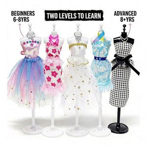 Kit de couture pour débutants : Mannequin, modèles en tissu et plastique, accessoires, outils, tutoriel vidéo – Idéal pour les 8 ans et plus - Product Image 2