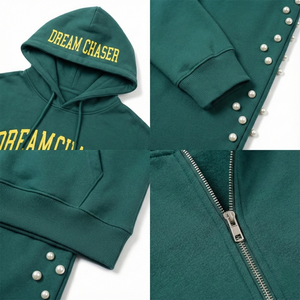 Conjunto Deportivo Personalizado de Fabricante, Sudadera con Capucha Holgada y Pantalones Deportivos con Cremallera, 460 g/m², con Pedrería, para Ropa Urbana, Modelo TKAN572 - Product Image 2