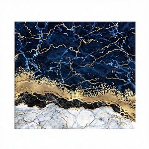 ภาพพิมพ์บนผ้าใบลายหินอ่อนสีน้ำเงินกรมท่าและสีทอง: ของตกแต่งผนังสุดหรูหรา ห่อหุ้มอย่างดี - Product Image 1