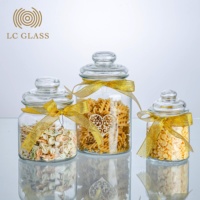 Bocal en verre transparent de stockage bon marché alimentaire écologique avec couvercle en verre pour la cuisine domestique