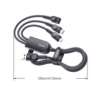 Essager ES-X24 en nylon tressé 66W 6A 2.4A 3In1 Charge rapide Usb Type C Micro Ip 3 en 1 Câble de chargeur de données pour téléphone