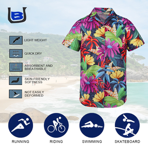 Camicie Hawaiane da Uomo con Stampa Floreale, Maniche Corte, Colletto Cubano, Design Personalizzato Gratuito - Product Image 2