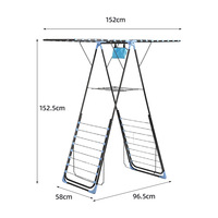 Séchoir à linge pliant double niveau en métal fonctionnel avec design en forme d'aile mobile pour balcon, salle de bain, rangement de chaussures et sacs