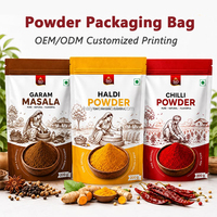 Sachet en plastique personnalisé imprimé en gros, résistant à l'humidité, avec fermeture éclair, pour condiments et poudres d'épices