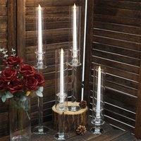 Ensemble de 4 supports de chandelier cylindriques en verre K9 transparent faits à la main, à fixer au mur, pour les activités religieuses, la décoration de Noël à la maison