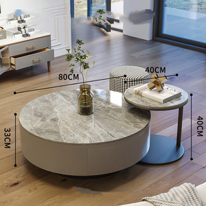 Tavolino da caffè in marmo rotondo di lusso moderno, - Product Image 6