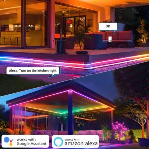 Tuya Wifi RGB <span class=keywords><strong>LED</strong></span> Neon Ánh sáng không thấm nước IP65 linh hoạt Silicone Flex Strip cho chiếu sáng sân vườn thống nhất phát quang - Product Image 5