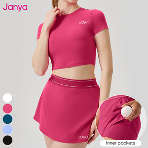 Janya 2025 yeni atletik giyim kadın spor salonu <span class=keywords><strong>2</strong></span> parça Set yüksek boyun kırpma üst & <span class=keywords><strong>2</strong></span> in 1 tenis etek Yoga setleri yetişkinler için - Product Image 1