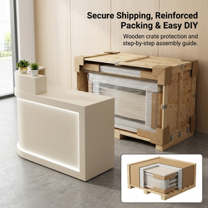 <span class=keywords><strong>Comptoir</strong></span> <span class=keywords><strong>de</strong></span> réception moderne et compact avec éclairage LED, <span class=keywords><strong>comptoir</strong></span> <span class=keywords><strong>de</strong></span> caisse incurvé peu encombrant pour salon <span class=keywords><strong>de</strong></span> beauté et studio clinique - Product Image 6