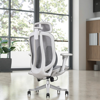 Chaise de bureau ergonomique en maille grise réglable avec support lombaire auto-ajustable, vérification de la certification de la classe 3, vérin à gaz, base en alliage d'aluminium, moderne