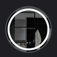 Miroir de salle de bain rond intelligent à LED sans cadre anti-buée avec capteur tactile