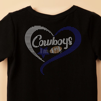 Motif de transfert thermocollant personnalisé avec logo de football 'She Is From Texas' et strass en cristal pour vêtements