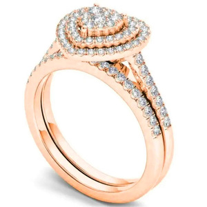Set di anelli a cuore a strati per donna, due pezzi con design a cuore, anelli da dito per uso quotidiano - Product Image 4